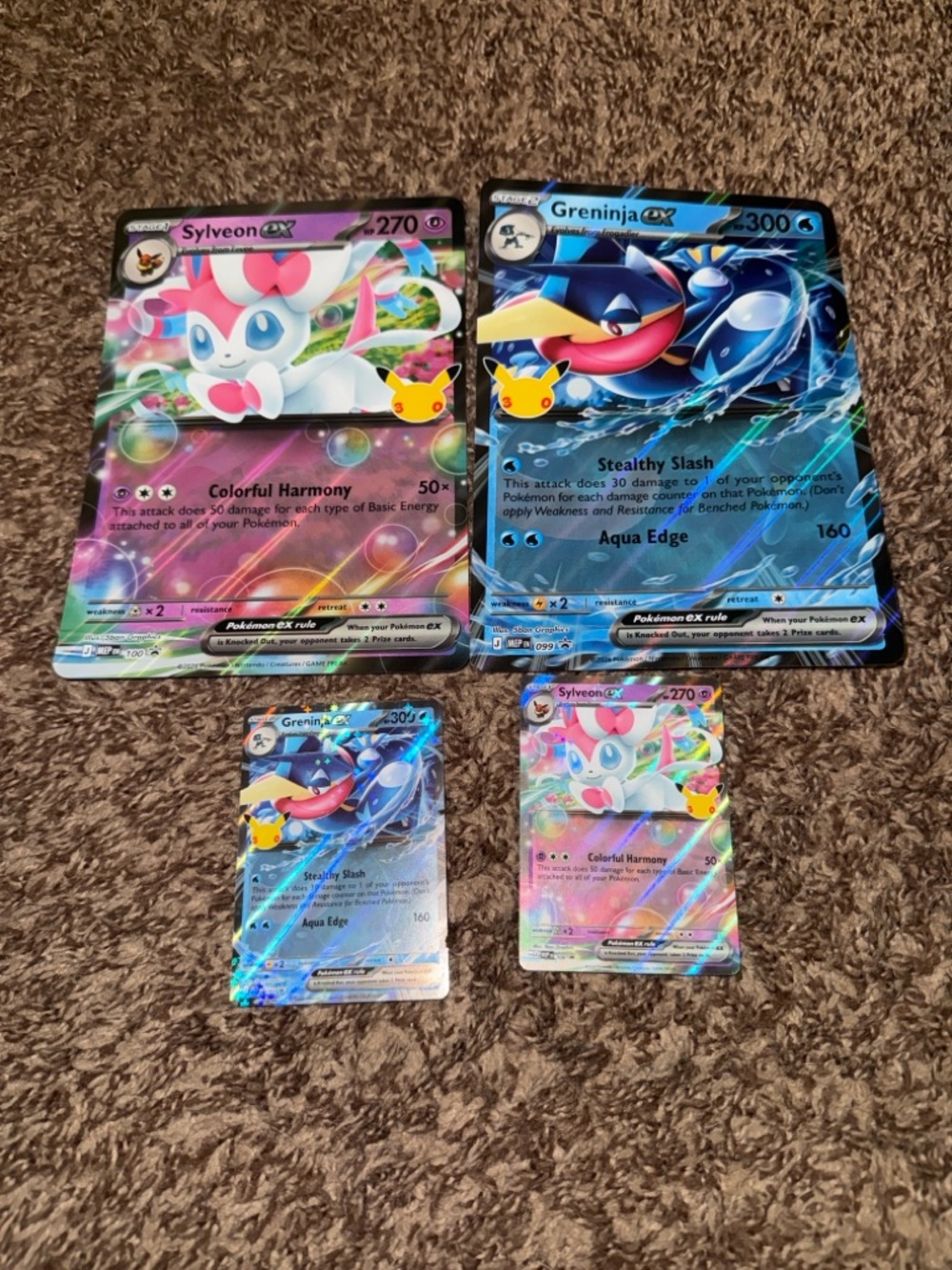 Pokemon Sylveon & Greninja EX Holofoil Rare Trading Cards - Pink, Blue